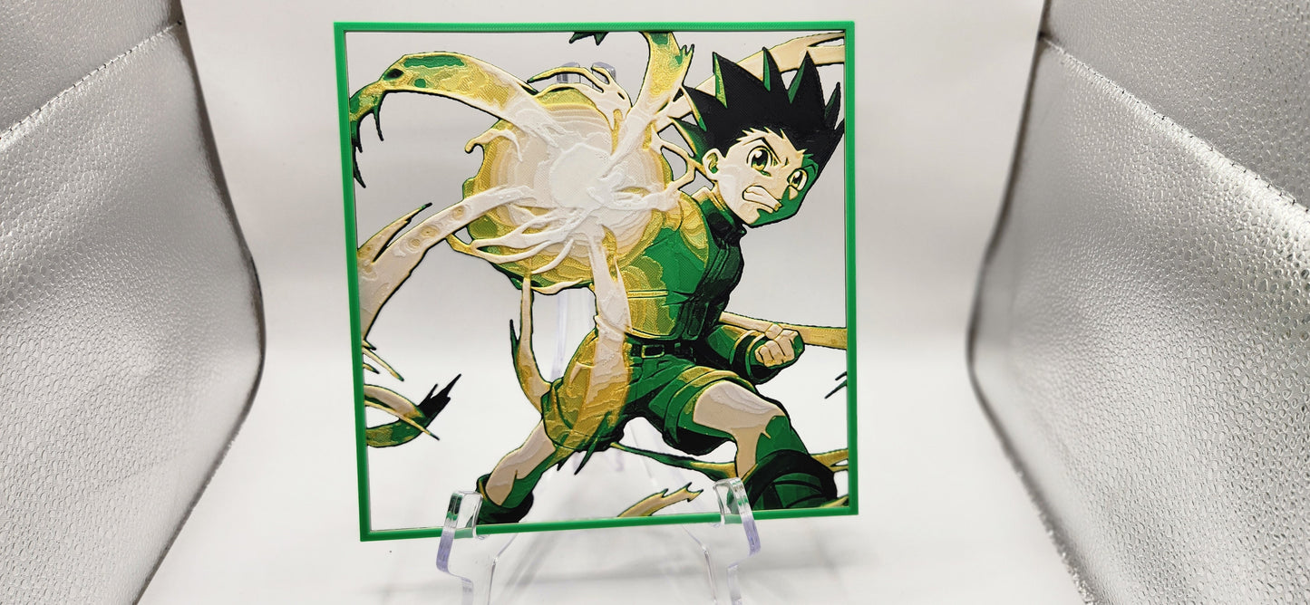 Gon Hunter x Hunter inspired 3D Printed Wall Art with Frame 200x200mm