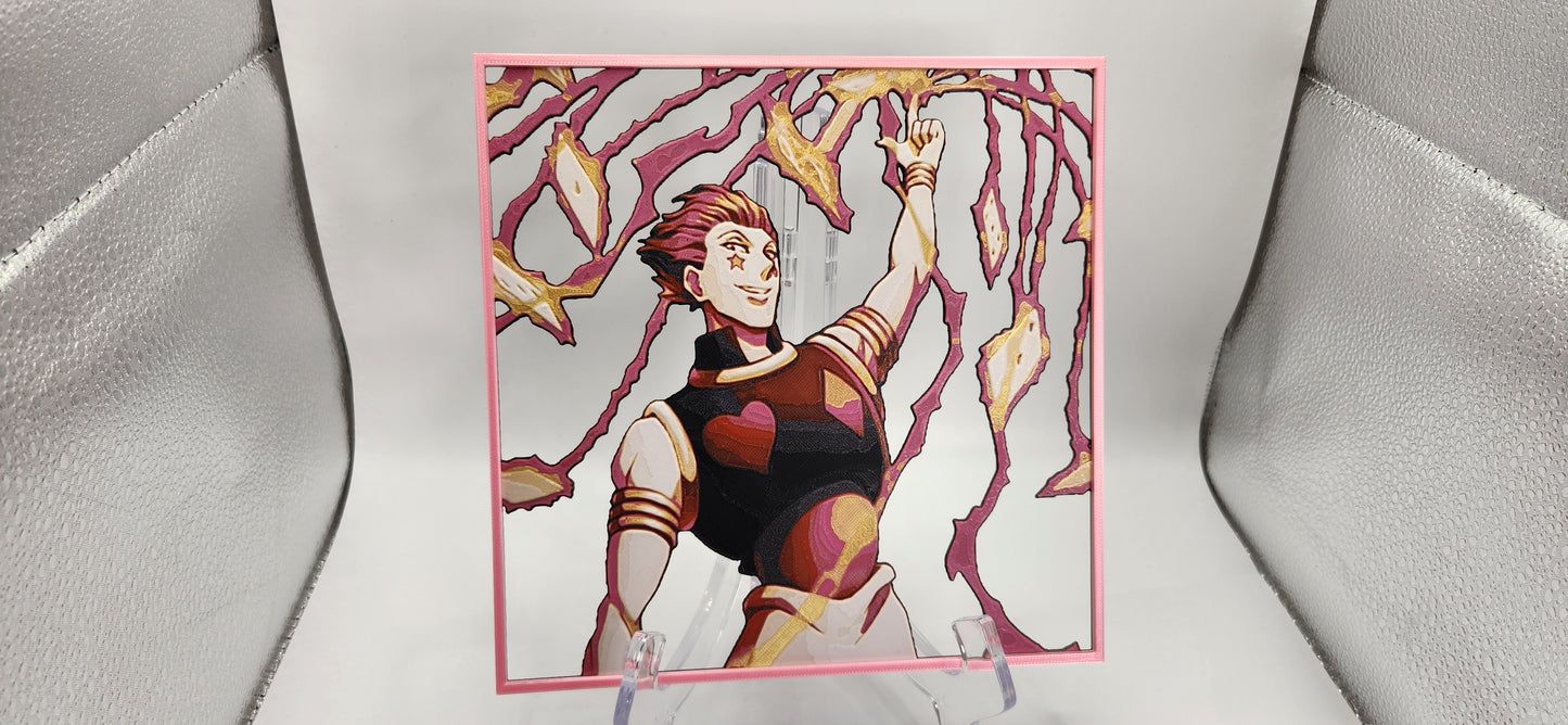Hisoka Hunter x Hunter inspired 3D huefoge Wall Art with Frame 200x200mm