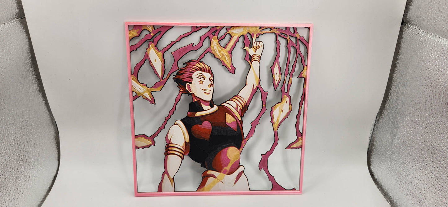 Hisoka Hunter x Hunter inspired 3D huefoge Wall Art with Frame 200x200mm