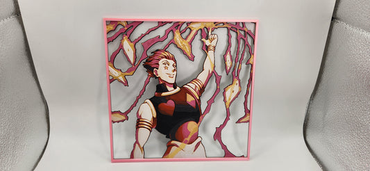 Hisoka Hunter x Hunter inspired 3D huefoge Wall Art with Frame 200x200mm
