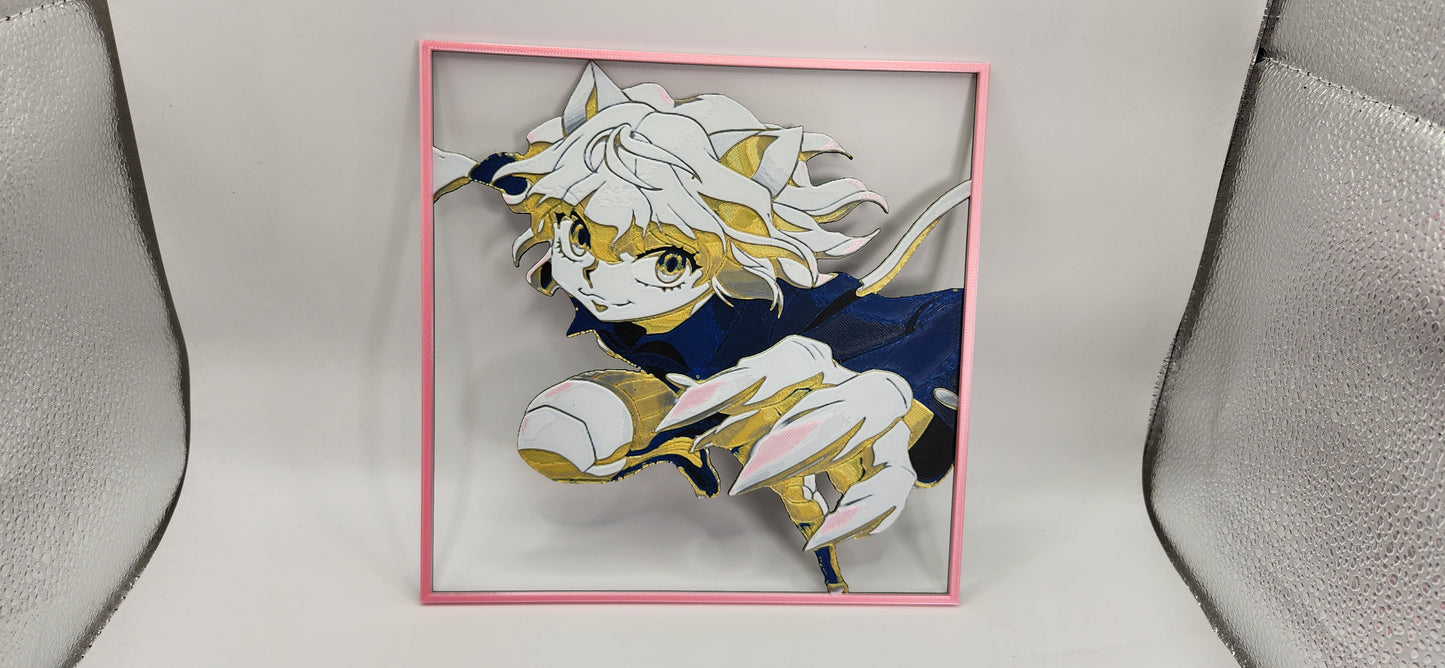 Neferpitou Hunter x Hunter Inspired 3D hueforge Wall art with Frame 200x200 mm
