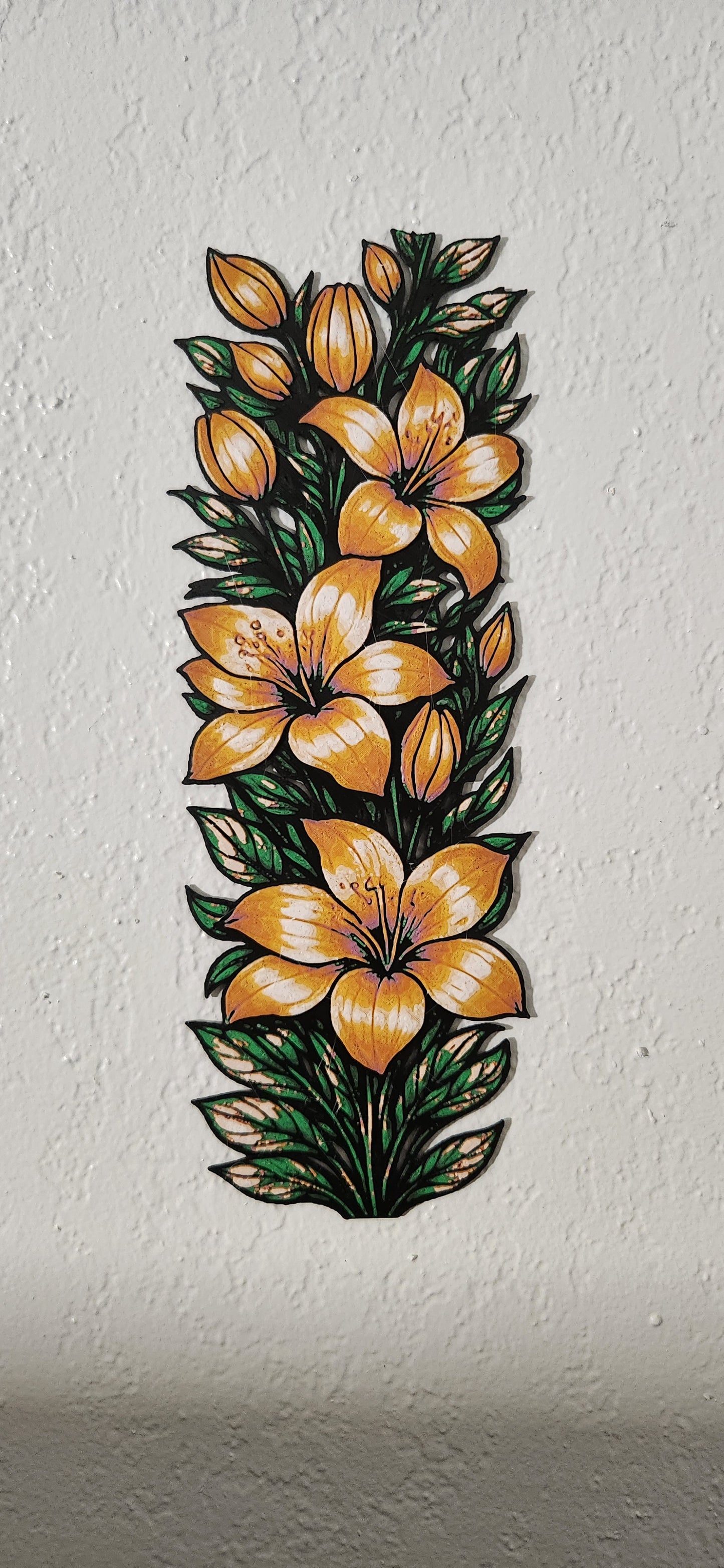 Lillie's Floral Wall 3D Printed Decor 4 in x 11 in