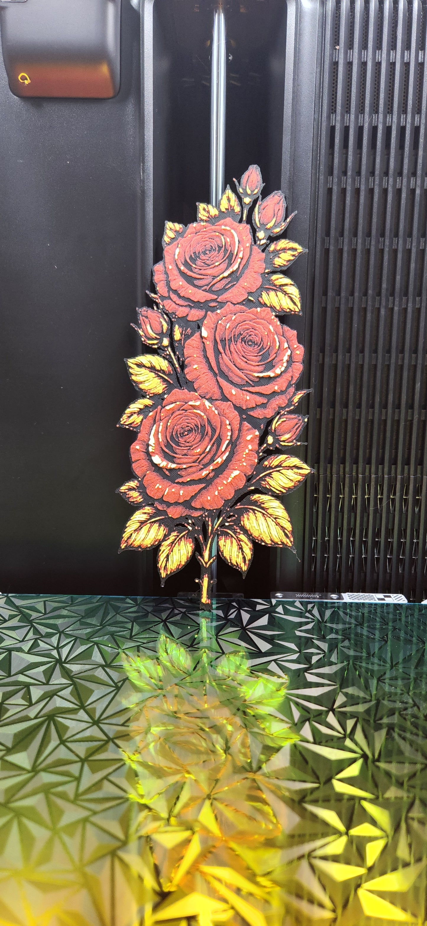 Red or Pink Decor Rose 3D printed 4in x 9in