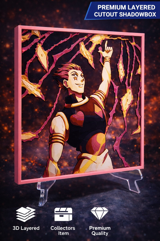 Hisoka Hunter x Hunter inspired 3D huefoge Wall Art with Frame 200x200mm