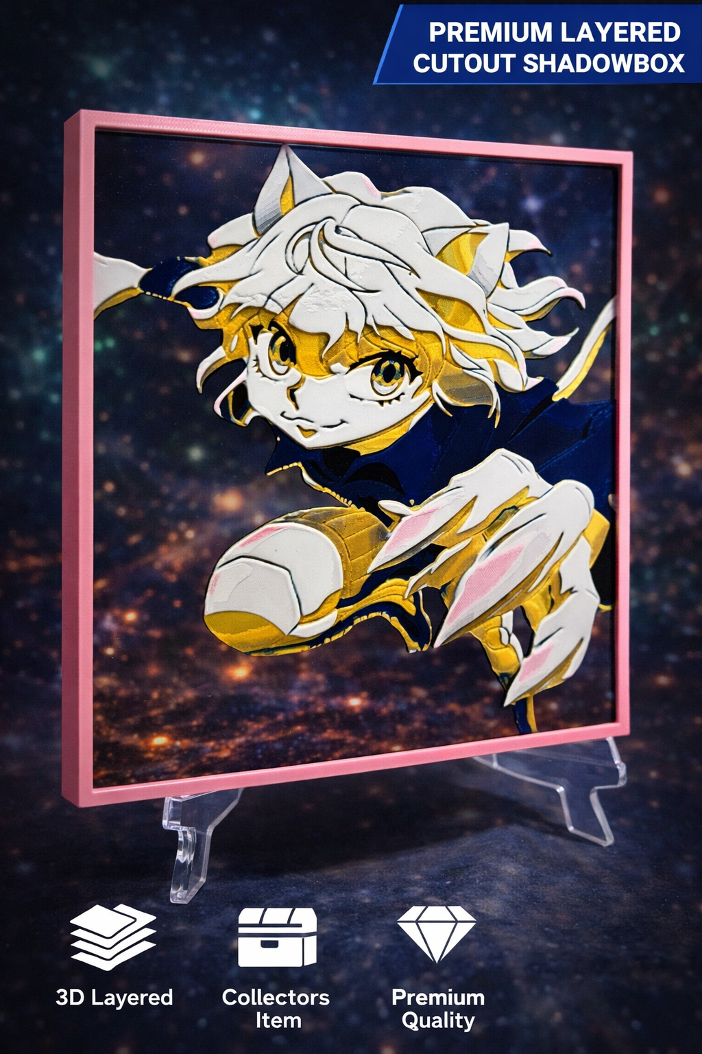 Neferpitou Hunter x Hunter Inspired 3D hueforge Wall art with Frame 200x200 mm